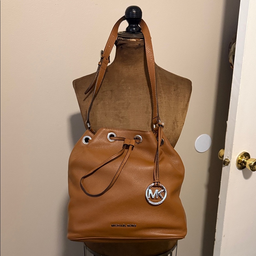 Michael Kors Brown Leather Drawstring Bag